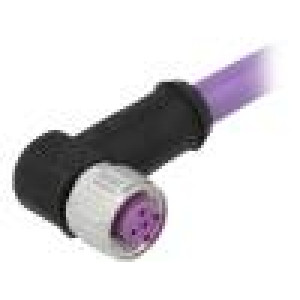 M12 2m zásuvka 4 PIN úhlové 90° kód B-Profibus s kabelem