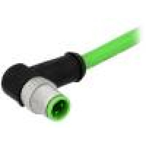 M12 0,5m vidlice 4 PIN úhlové 90° kód D-Ethernet s kabelem