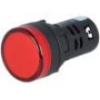 Kontrolka 22mm Podsv: LED 24V DC vypouklá IP65 barva červená