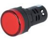 Kontrolka 22mm Podsv: LED 24V DC vypouklá IP65 barva červená