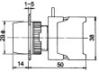 Přepínač: tlačítkový 1-polohové NC + NO 3A/230VAC 22mm černá