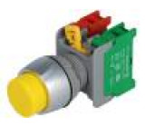 Přepínač: tlačítkový 1-polohové NC + NO 3A/230VAC 22mm žlutá