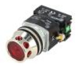 Přepínač tlačítkový 1-polohové NC + NO 30mm červená IP56