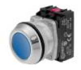 Přepínač tlačítkový 1-polohové NC + NO 30mm modrá IP56