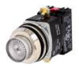Přepínač tlačítkový 1-polohové NC + NO 30mm bílá IP56