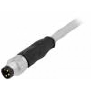Konektor M8 vidlice PIN:4 přímý s kabelem zástrčka PVC 2m
