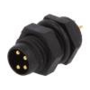 Konektor M8 vidlice PIN:4 do panelu zásuvka 5A 30V IP67