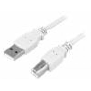 Kabel USB 2.0 USB A vidlice, USB B vidlice niklovaný 5m šedá
