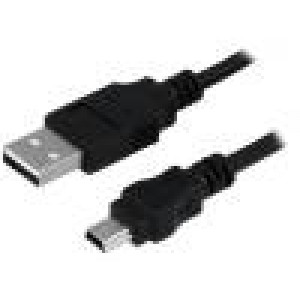 Kabel USB 2.0 USB A vidlice, USB B mini vidlice niklovaný