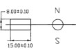 Magnet: konstantní neodymový Ø8x15mm NdFeB 1150mT