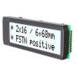 Zobrazovač: LCD alfanumerický FSTN Positive 16x2 LED PIN:18