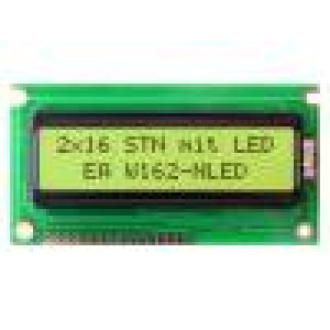 Display: LCD alphanumeric STN Positive 16x2 yellow-green LED