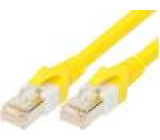 Patch cord S/FTP 6 lanko Cu LSZH,PUR žlutá 0,4m 26AWG