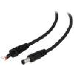 Kabel 2x1mm2 vodiče,DC 5,5/2,1 zástrčka přímý černá 1,5m