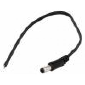 Kabel 2x0,5mm2 vodiče,DC 5,5/2,5 zástrčka přímý černá 3m