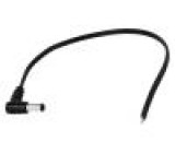 Kabel vodiče, DC 5,5/2,5 zástrčka úhlový 0,5mm2 černá 0,2m