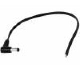 Kabel vodiče, DC 5,5/2,5 zástrčka úhlový 0,5mm2 černá 1,5m