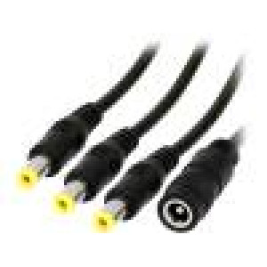 Kabel DC 5,5/2,1 zásuvka, DC 5,5/2,1 zástrčka x3 přímý 0,5mm2