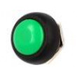 Přepínač tlačítkový 1-polohové 1A/250VAC zelená Výv: pájecí
