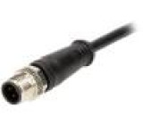 Konektor M12 5m vidlice PIN:4 přímý s vývodkou, s kabelem