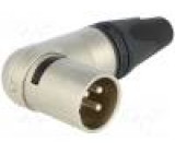 Zástrčka XLR vidlice PIN:3 úhlové 90° otočné na kabel pájení