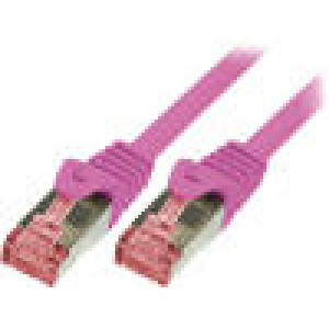 Patch kabel S/FTP 6 propojení 1:1 licna Cu LSZH růžová 5m