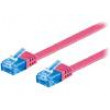 Patch cord U/UTP 6a lanko Cu PVC růžová 0,5m 32AWG