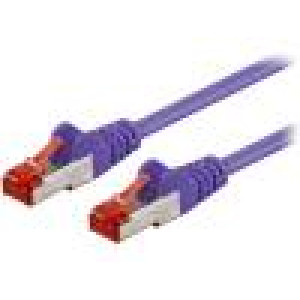 Patch cord S/FTP 6 lanko CCA PVC fialová 0,25m 27AWG