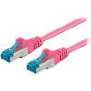 Patch cord S/FTP 6a lanko Cu LSZH růžová 0,5m 27AWG