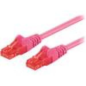 Patch cord U/UTP 6 lanko CCA PVC růžová 0,25m 24AWG