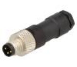 Konektor M8 vidlice PIN:3 přímý na kabel zástrčka 4A 60V