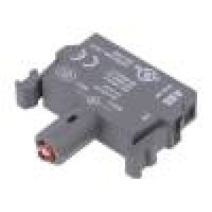 Podsvětlovací prvek 22mm Podsv: LED čelní 12VDC barva červená