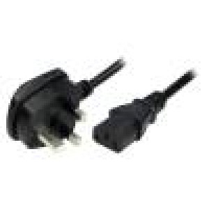 Kabel 3x1mm2 BS 1363 (G) vidlice,IEC C13 zásuvka PVC 2,5m