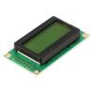 Zobrazovač: LCD alfanumerický STN Positive 8x2 zelená LED
