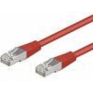 Patch cord SF/UTP 5e lanko CCA PVC červená 0,25m 26AWG