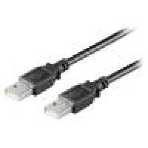 Kabel USB 2.0 USB A vidlice,z obou stran 1,8m černá 480Mbps