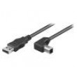 Kabel USB 2.0 USB A vidlice,USB B úhlová zástrčka 1m černá