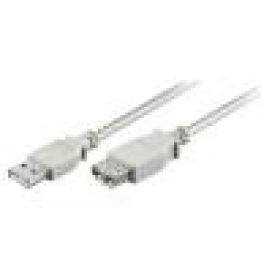 Kabel USB 2.0 USB A zásuvka,USB A vidlice 0,6m šedá Žíla: Cu