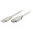 Kabel USB 2.0 USB A zásuvka,USB A vidlice 1,8m šedá Žíla: Cu