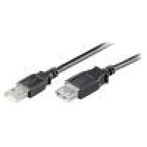 Kabel USB 2.0 USB A zásuvka,USB A vidlice 1,8m černá Žíla: Cu