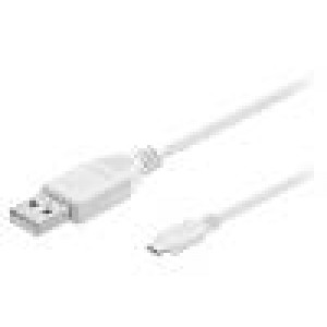 Kabel USB 2.0 USB A vidlice, USB B micro vidlice 0,3m bílá