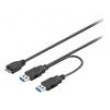 Kabel USB 3.0 USB A vidlice x2,USB B micro vidlice 0,3m