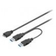 Kabel USB 3.0 USB A vidlice x2,USB B micro vidlice 0,3m PVC
