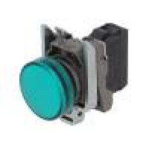 Kontrolka 22mm Podsv: ZBVM plochá IP66 barva zelená -25÷70°C