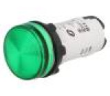 Kontrolka 22mm Podsv: LED 230V AC plochá IP65 barva zelená