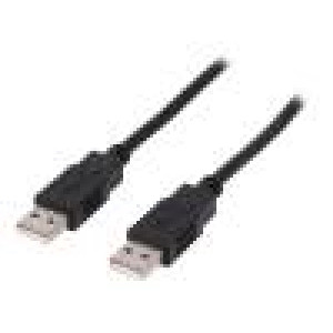 Kabel USB 2.0 USB A vidlice,z obou stran niklovaný 3m černá