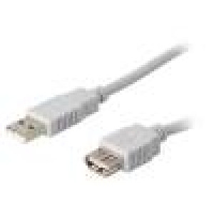 Kabel USB 2.0 USB A zásuvka,USB A vidlice 1,8m šedá Žíla: CCA