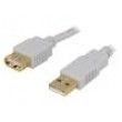 Kabel USB 2.0 USB A zásuvka,USB A vidlice zlacený 1,8m šedá