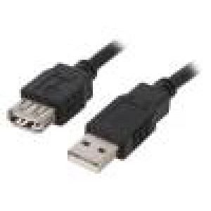 Kabel USB 2.0 USB A zásuvka,USB A vidlice 1,8m černá Žíla: Cu