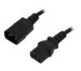 Kabel IEC C13 zásuvka, IEC C14 vidlice 1m černá PVC 3x0,75mm2